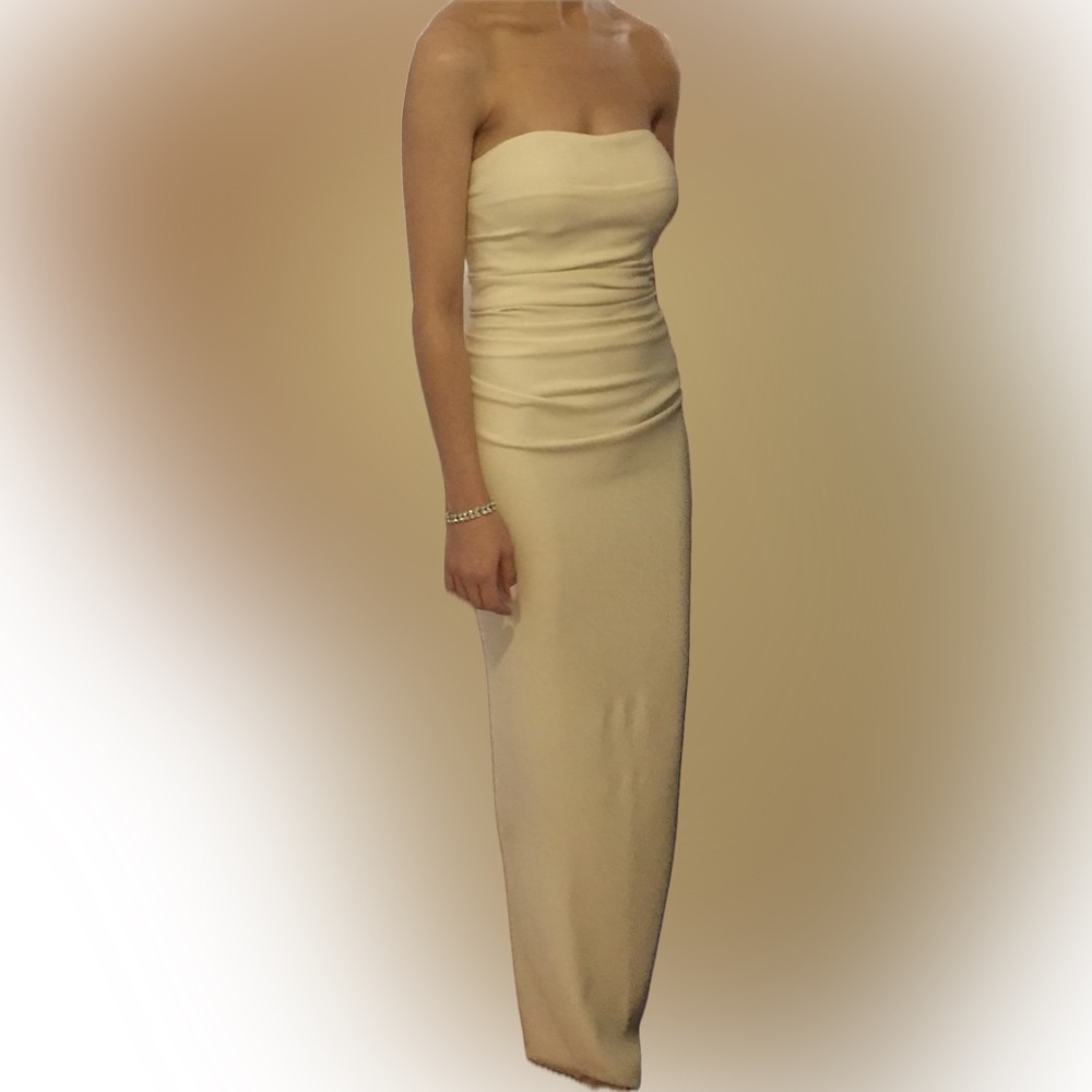 Aida - Nicole Bakti Off White Strapless Dress